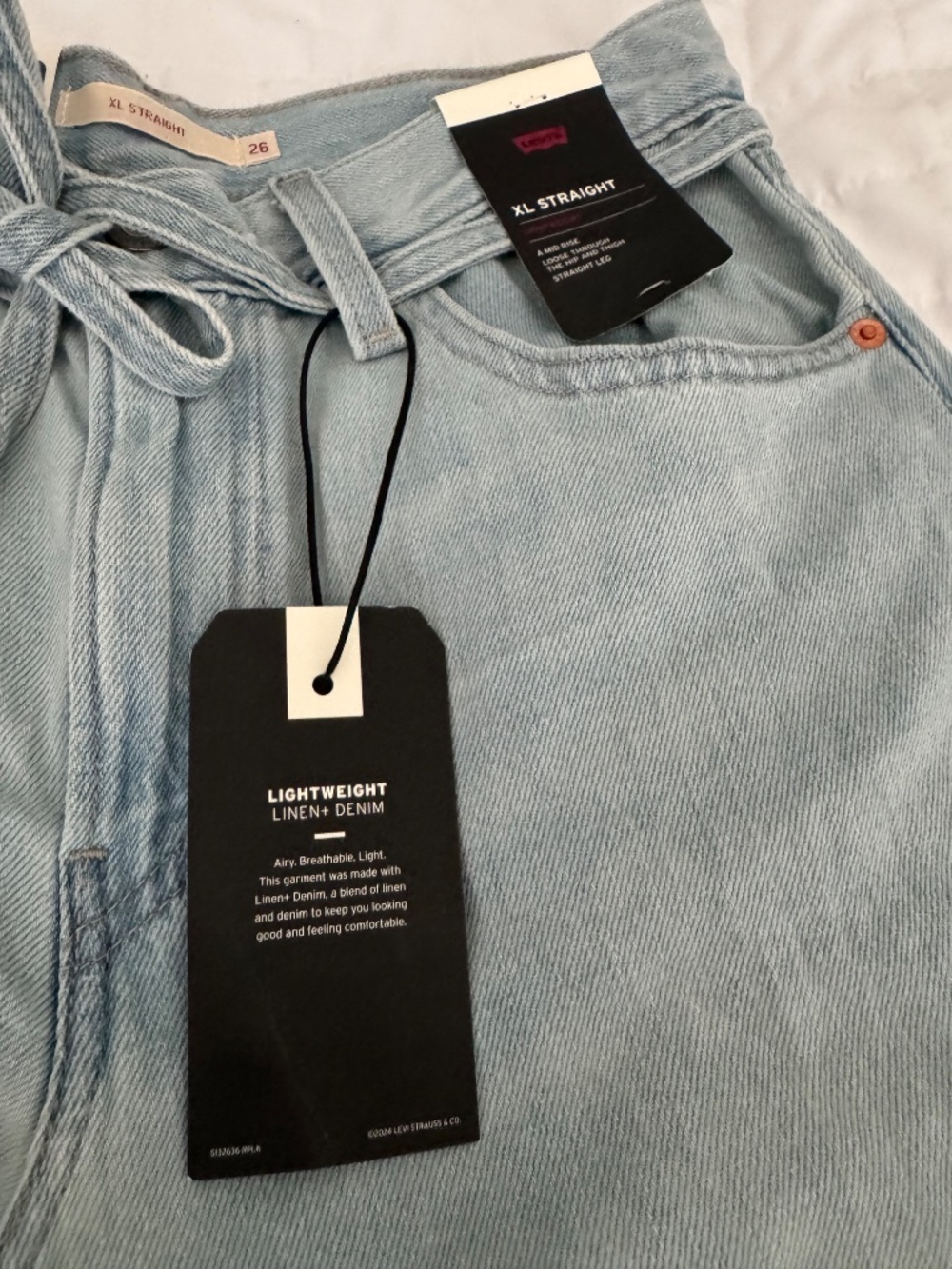 Levi’s NWT Lightweight Linen and denim XL straight jeans size 26 - Picture 5 of 6